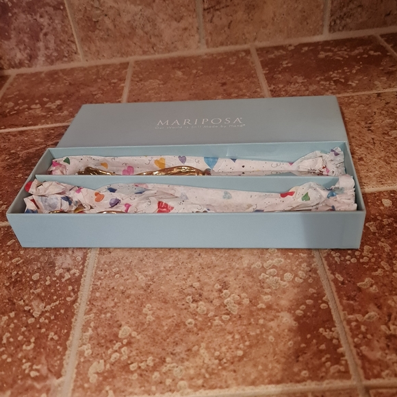 Mariposa Cheese Knife Spreader Set Botanical Gold & Stainless Vintage - Picture 2 of 8